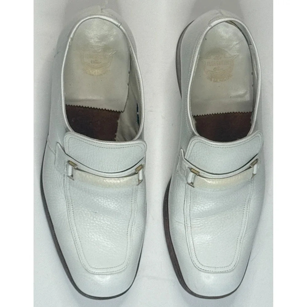Florsheim Men's Vintage 1970's-80's White Slip On Leather Loafer Size 7.5‎ D